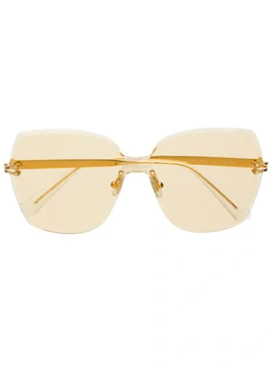 Bolon Oversized Shaped Sunglasses In 金色