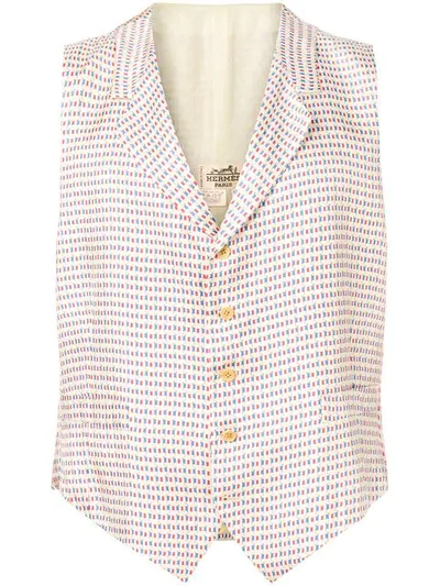 Pre-owned Hermes 1990's  France Flag Waistcoat In White