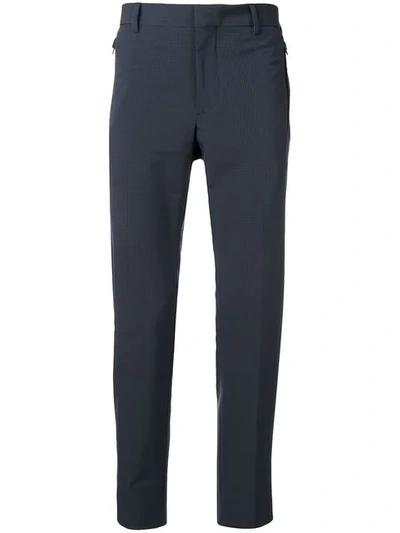 Prada Micro-patterned Trousers In Blue
