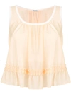 Miu Miu Ruffle Trimmed Cami Top In Neutrals