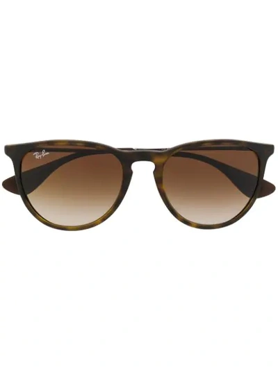 Ray Ban Round Frame Sunglasses In Brown