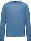 Prada Cashmere Crew-neck Sweater In Blue
