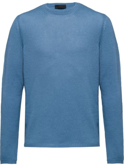 Prada Cashmere Crew-neck Sweater In Blue