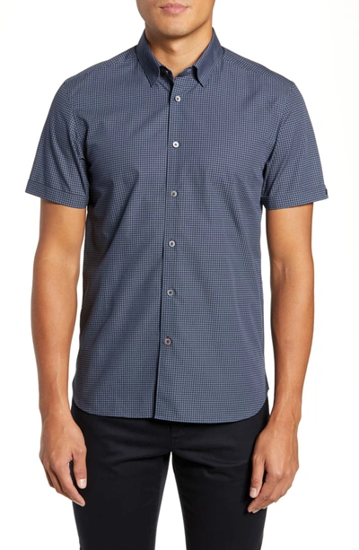 Ted Baker Gouache Slim Fit Sport Shirt In Navy