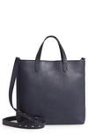 Madewell Small Transport Leather Crossbody Tote - Blue In Deep Navy