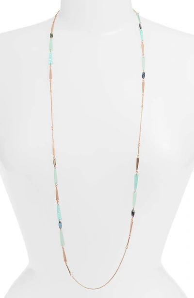 Kendra Scott Aylin Long Station Necklace In Abalone Shell/ Rose Gold