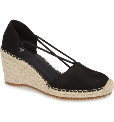 Eileen Fisher Yasmin Nubuck Wedge Espadrilles In Black Nubuck