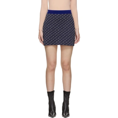 Stella Mccartney Logo Knit Mini Skirt In Ink Colourway