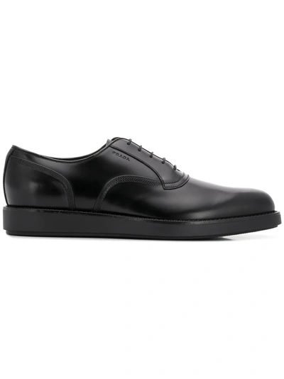 Prada Logo Brogue Shoes - Black