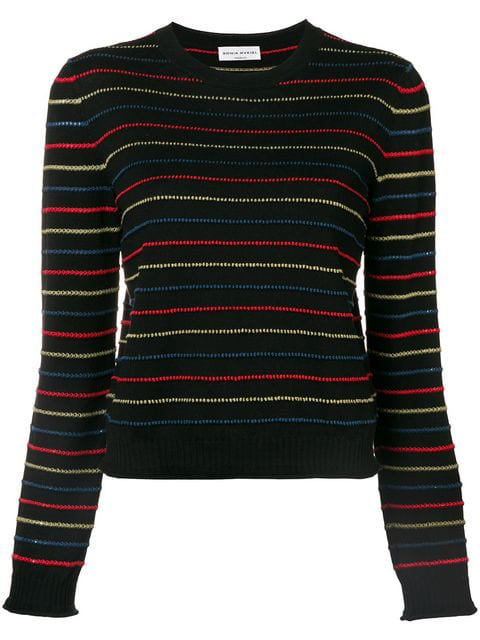 Sonia Rykiel Striped Cropped Sweater In Black | ModeSens