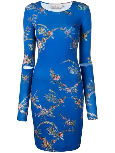 Preen By Thornton Bregazzi Floral Print Mini Dress In Blue