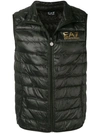 Ea7 Padded Sleeveless Gilet In Black