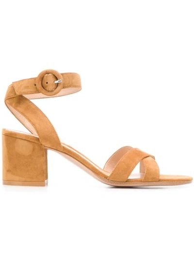 Gianvito Rossi Chunky Heel Sandals In Neutrals
