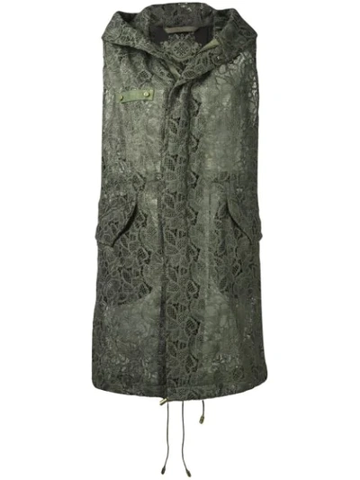 Mr & Mrs Italy Hooded Lace Gilet In Green