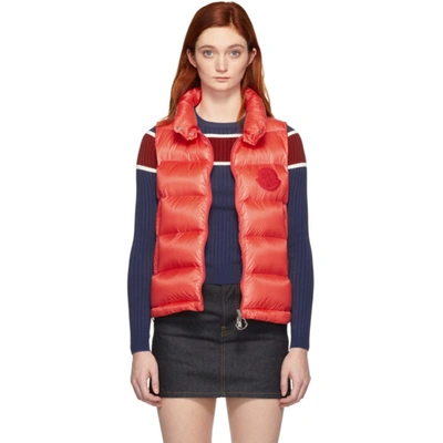 Moncler Helsinki Quilted Nylon Down Vest In 412 Coral