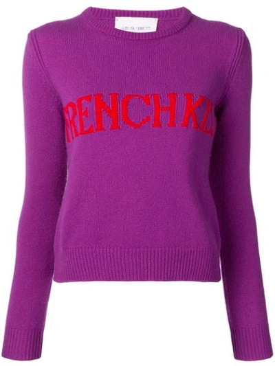 Alberta Ferretti French Kiss Wool Intarsia Sweater In Purple