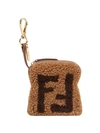 Fendi Toast Ff Logo Charm In Brown