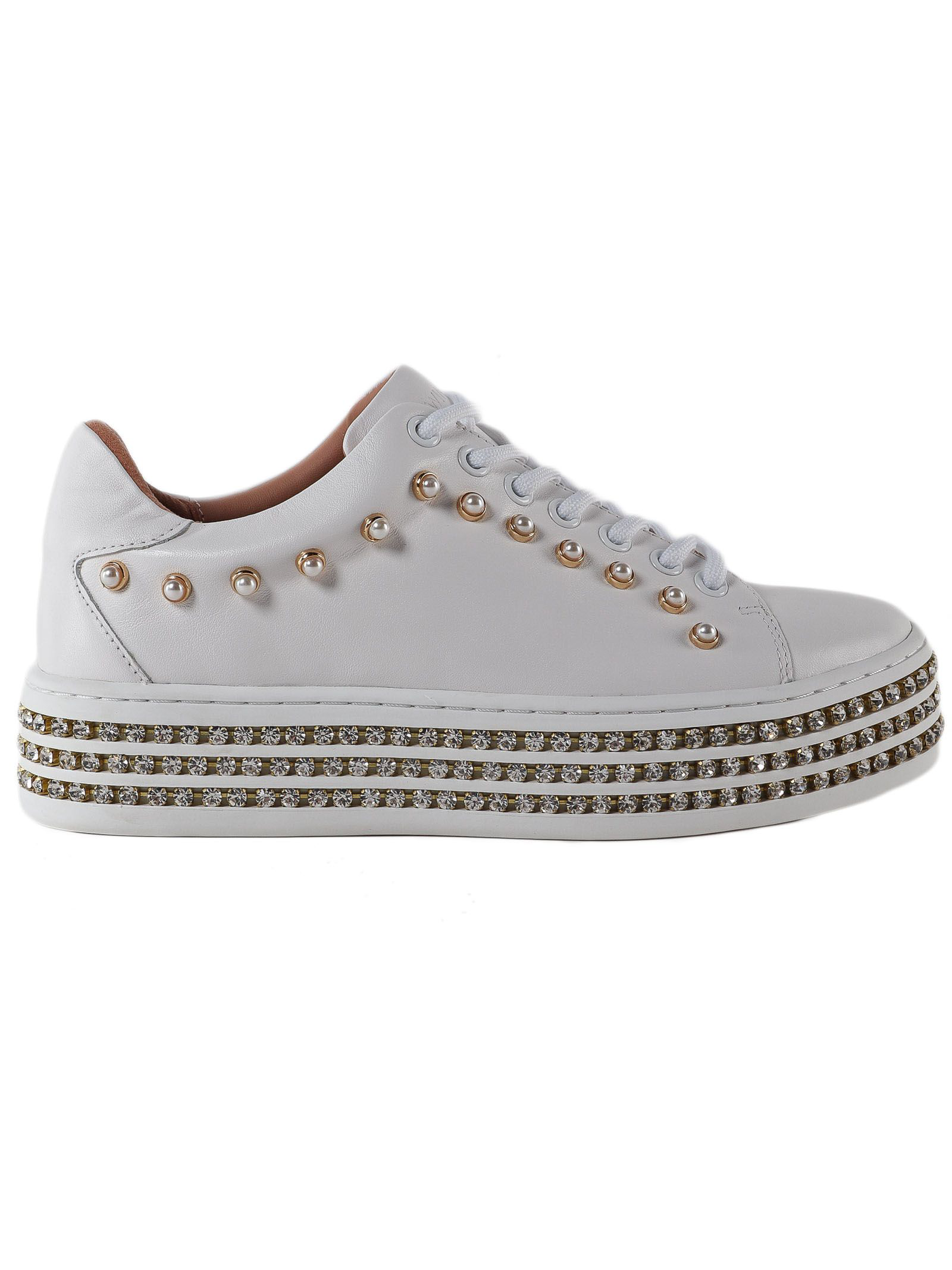 Twinset Twin Set Studded Sneakers In Bianco Ottico | ModeSens
