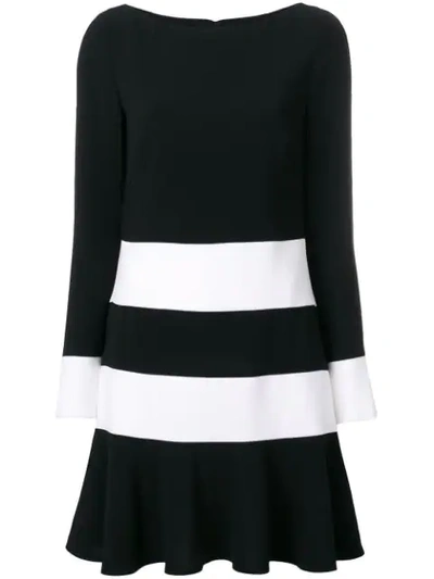 Talbot Runhof Bi-colour Flared Dress In Black