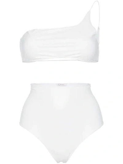 Oseree Latex Stretch Asymmetric Bikini In White
