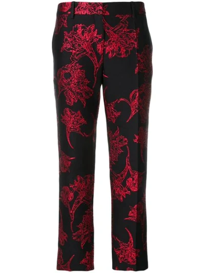 Roberto Cavalli Parrot Tulip Cropped Trousers In Black