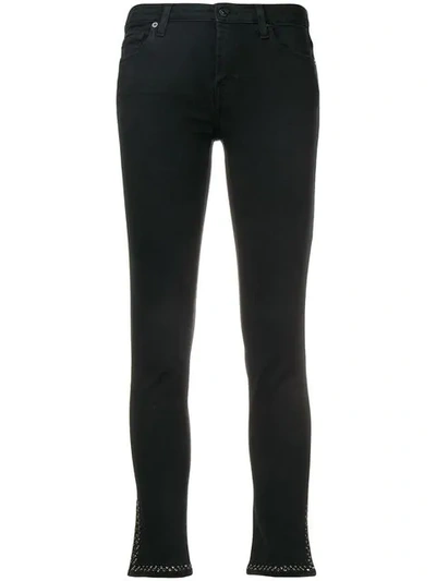 7 For All Mankind Studded Skinny Trousers In Black