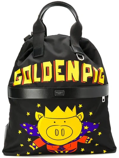 Dolce & Gabbana Goldenpig Backpack In Black