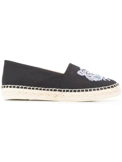 Kenzo Embroidered Logo Espadrilles In Black