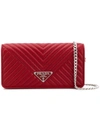 Prada Logo Chain Shoulder Bag - Red