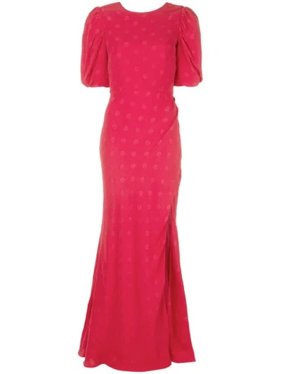 Saloni Flared Long Dress In Red