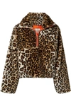 Sandy Liang Garbanzo Leopard-print Faux Fur Jacket In Brown