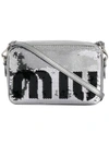 Miu Miu Sequined Logo Crossbody Bag In Metallic