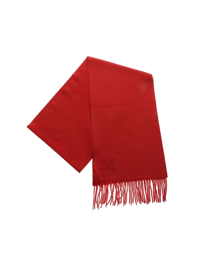 Max Mara Logo Embroidered Scarf In Red