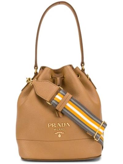 Prada Daino Bucket Bag In Brown