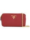 Prada Saffiano Mini Crossbody Bag - Red