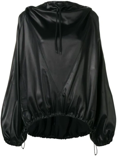 Givenchy Hoodie In Shiny Satin In Nero