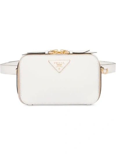 Prada Logo Plaque Belt Bag In White