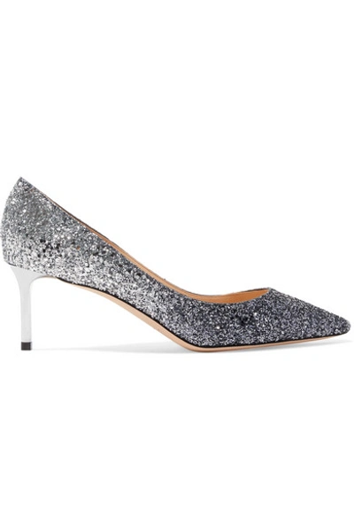 Jimmy Choo Romy 60 Dégradé Glittered Leather Pumps In Silver