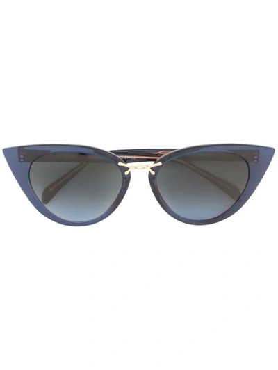 Oscar De La Renta Rectangle Cat-eye Sunglasses In Blue