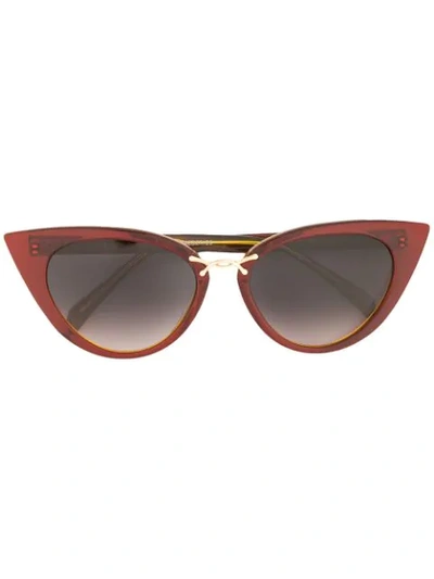 Oscar De La Renta Rectangle Cat-eye Sunglasses In Red