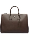 Prada Saffiano Leather Briefcase In Brown