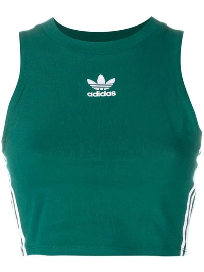 Adidas Originals Logo Cropped Top In Green