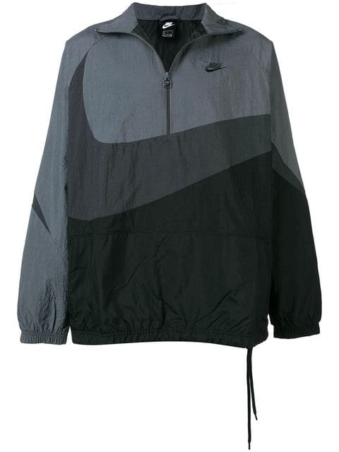 swoosh woven half zip jacket