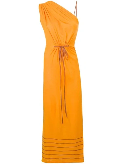 Loewe Drawstring Knit Dress In Yellow