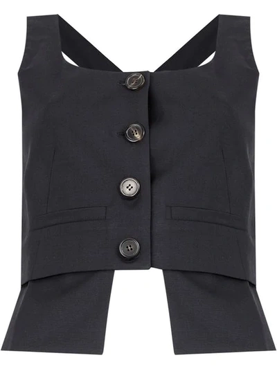 Aalto Buttoned Vest Top In Blue