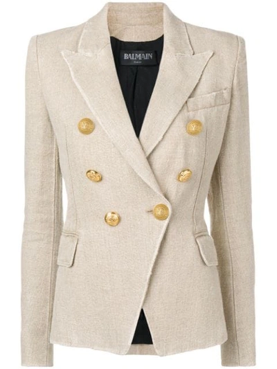 Balmain Button-embellished Blazer In Neutrals