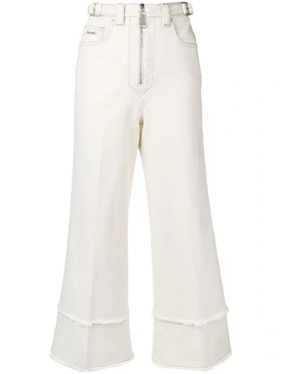 Miu Miu Mid Rise Flared Trousers - White