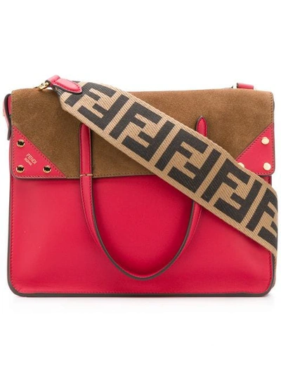 Fendi Flip Small Grace Leather Tote Bag In Red