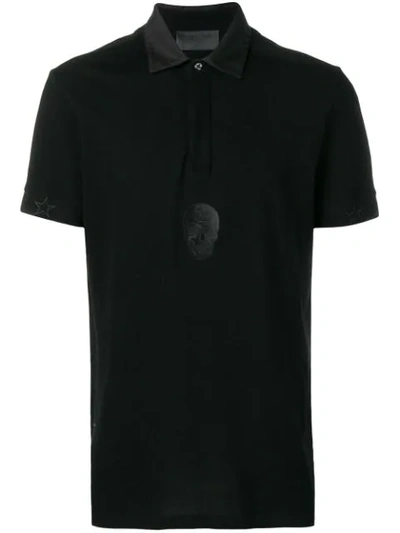 Philipp Plein Skull Embroidered Polo Shirt In Black