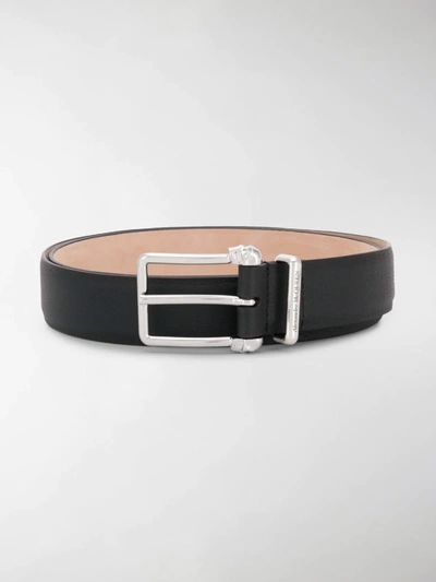 Alexander Mcqueen Engraved Logo Belt In Black